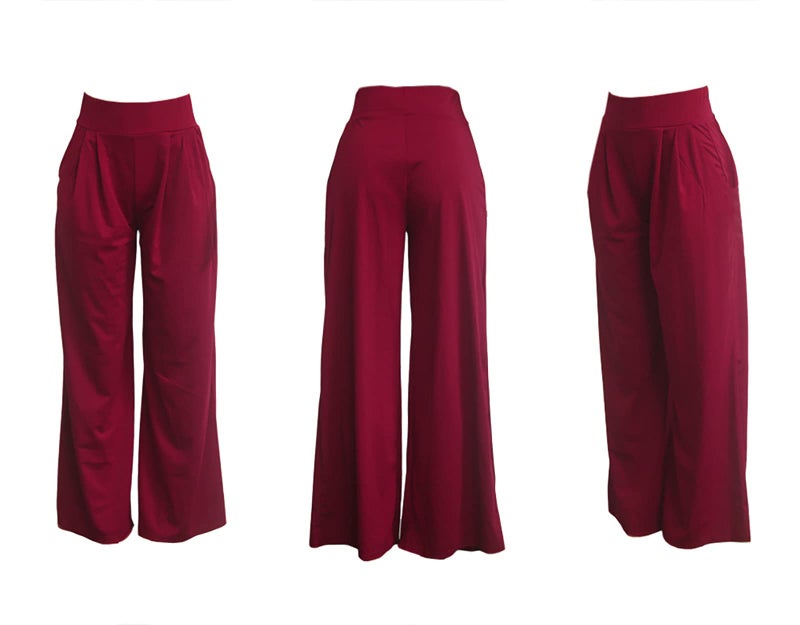 NRTHYE Womens Palazzo Long Pants High Waist Wide Leg Stretchy Loose Fit Casual Trousers with Pocket - Image 3